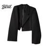 Suit Jacket Women Short Coat Lapel Long Sleeve Single Button Cardigan Style Solid Color Loose Fit Casual Business Simple Blazer