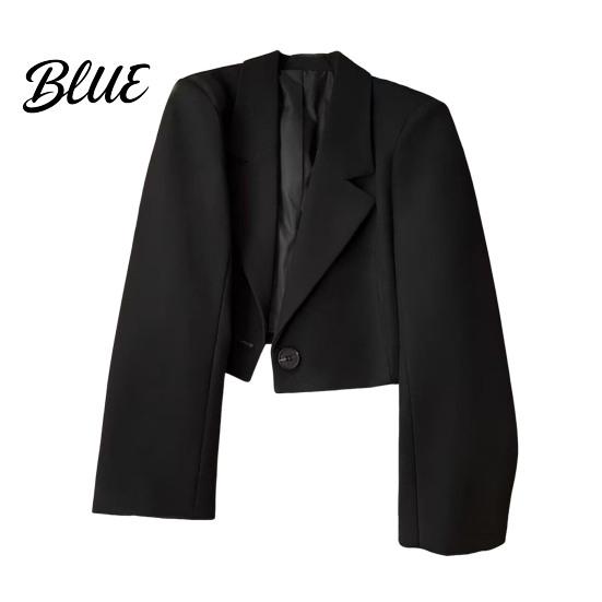 Suit Jacket Women Short Coat Lapel Long Sleeve Single Button Cardigan Style Solid Color Loose Fit Casual Business Simple Blazer