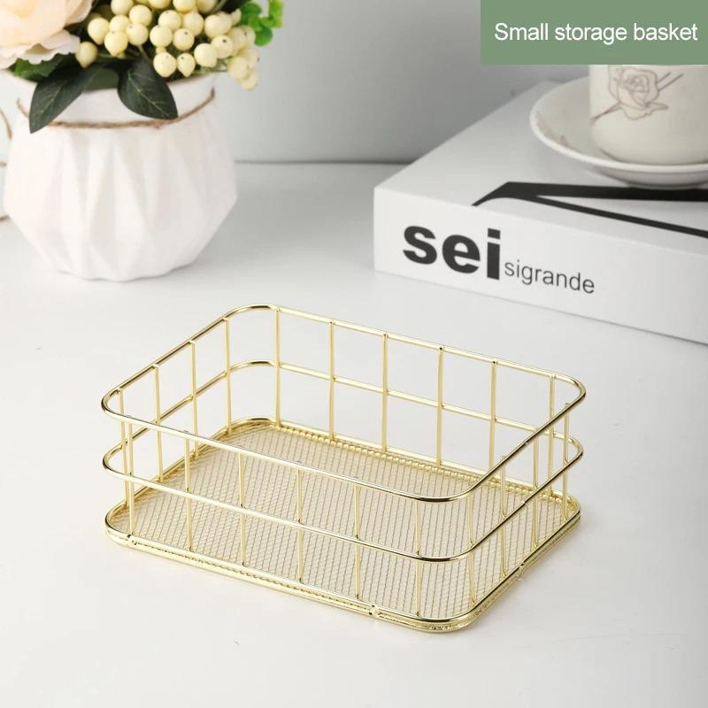 Coș de depozitare Nordic din Fier organizator bijuterii Auriu Birou Desktop Diverse Suport Pensule Machiaj Raft Organizator Cosmetică de Masă