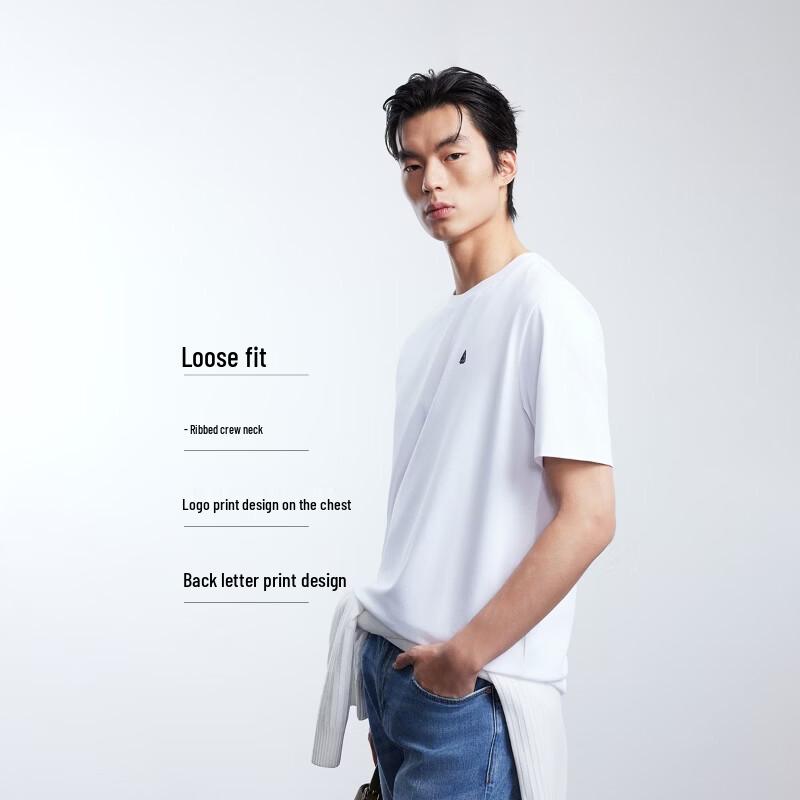 JACK&JONES Men's Comfortable Letter Print Short Sleeve T-Shirt