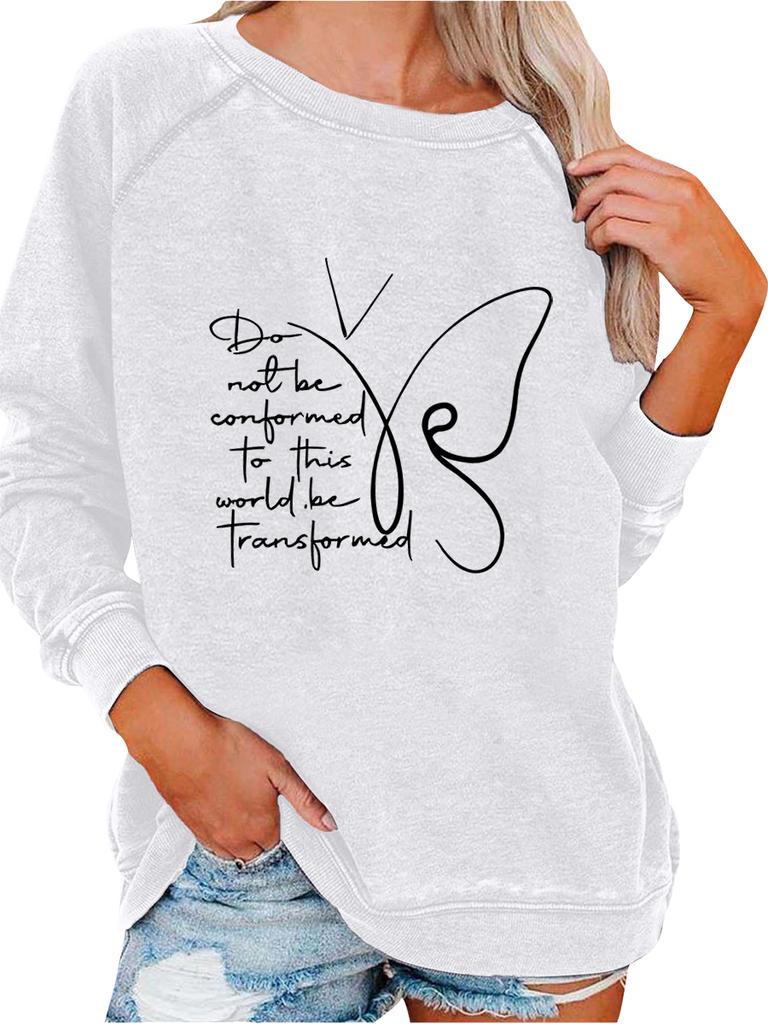 Women's Spring/Fall Sweatshirt Women's Personality Print Top Oversized Pullover Sweatshirt Versatile Sweatshirt