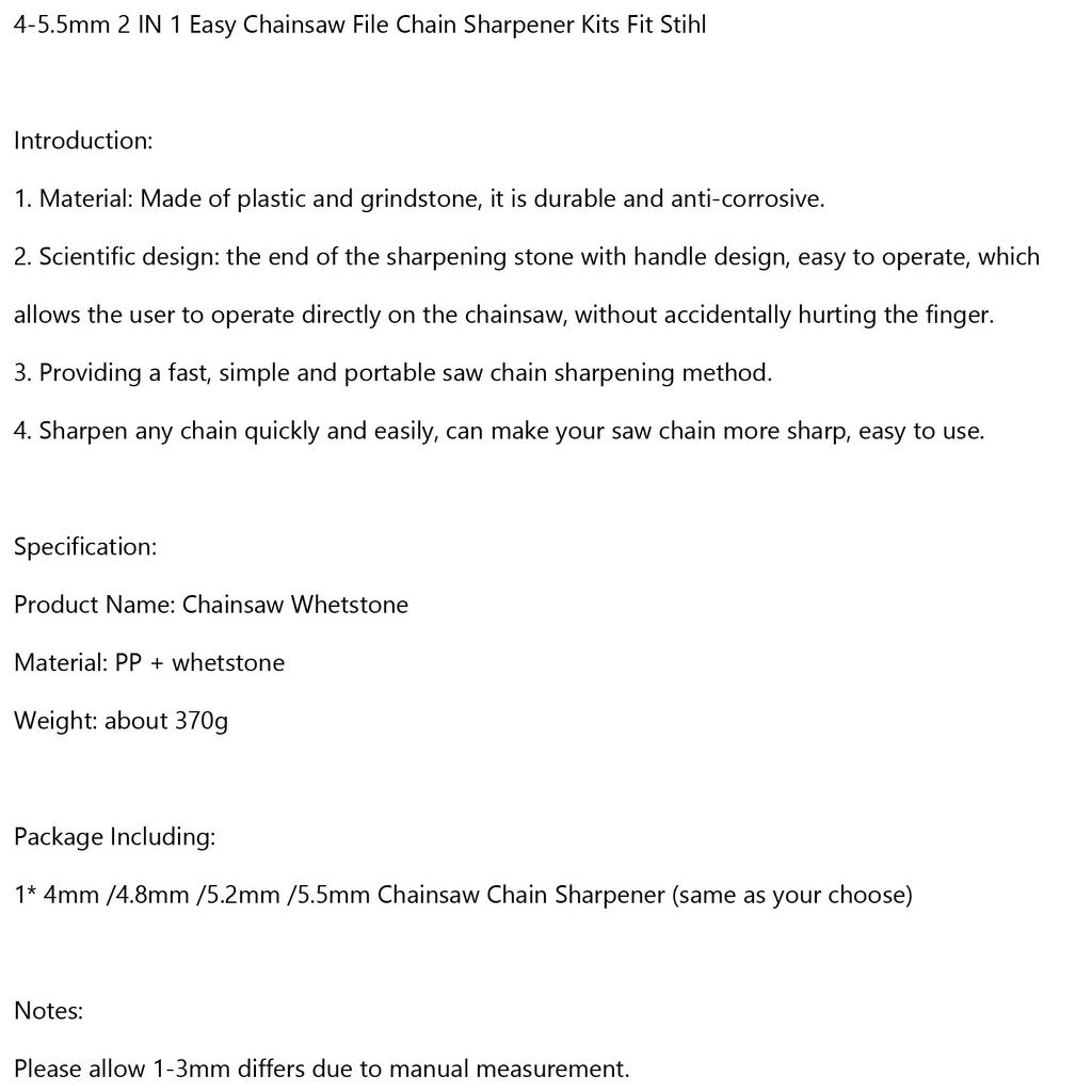 4-5.5mm 2 IN 1 Easy Chainsaw File Chain Sharpener Kits Fit Stihl