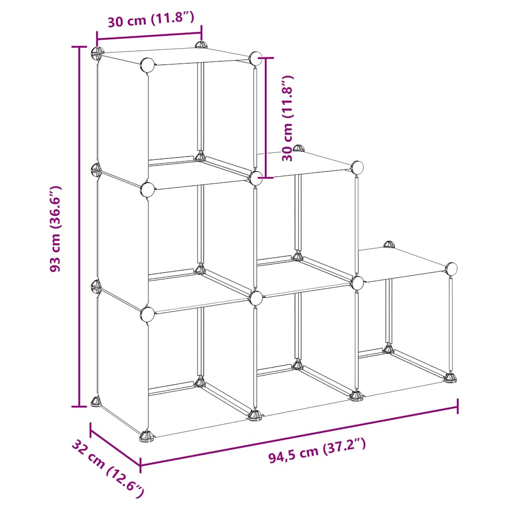 Modular Storage System with 6 Cubes Transparent PP