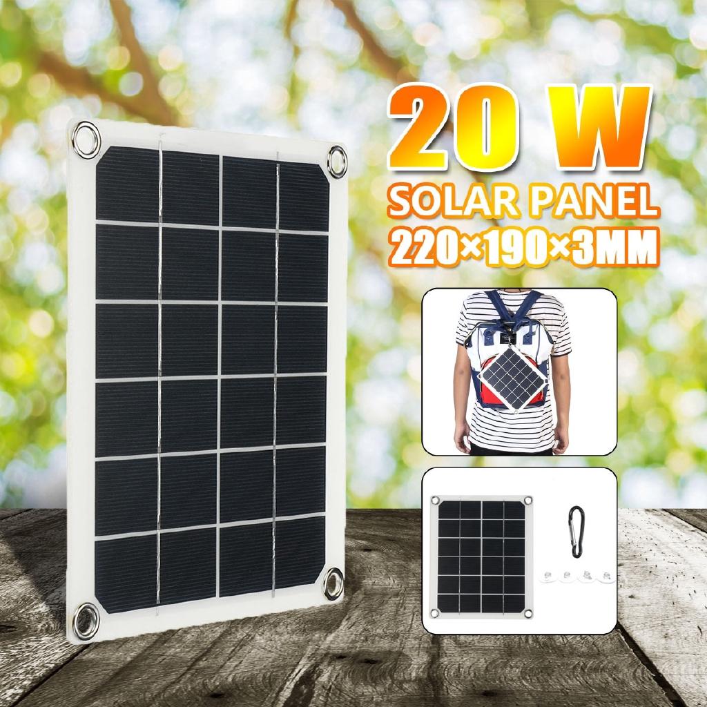 20W DC 5V  Solar Panel Charging Automotive Flexible Energy Saving Solar Panel Phone Battery Charger 5V USB 2.0 Port