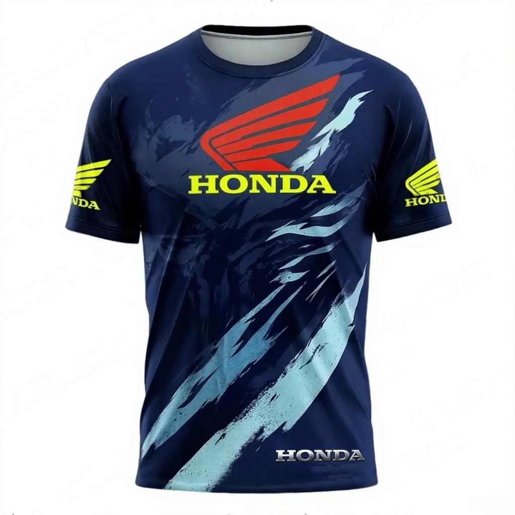Men Summer Honda Quick Dry and Breathable Racing T-shirt Motorcycle Biker Jersey Sportswear Short Sleeve Lightweight Outdoor