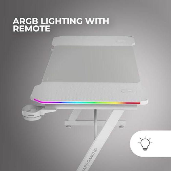 Bureau Gaming - MARS GAMING - MGD-X140RGB - Éclairage ARGB - Surface 140x60 Cm - Supports Casque Et Boisson