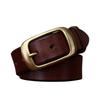 Men's Retro Embossed Leather Belt with Beveled Edge and Pin Buckle