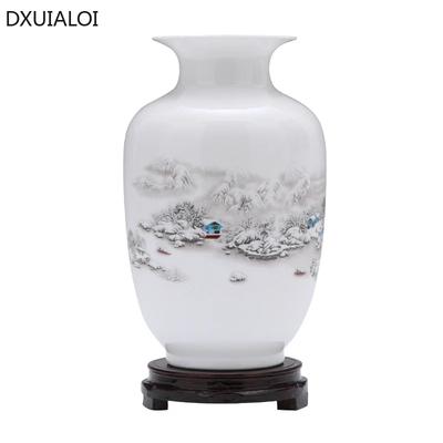 Vaso in ceramica di Jingdezhen Accessori per la decorazione della casa Ornamento da tavolo Fioriera per fiori da soggiorno Artigianato in ceramica in stile cinese