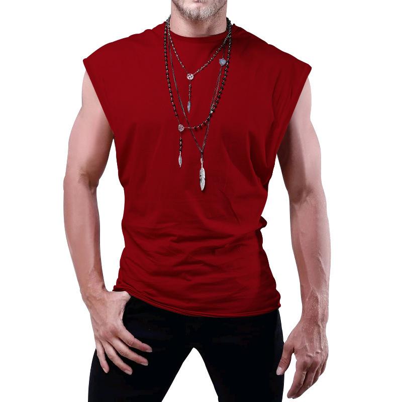 Summer Loose Solid Color Sleeveless Vest Youth Men's T-shirts