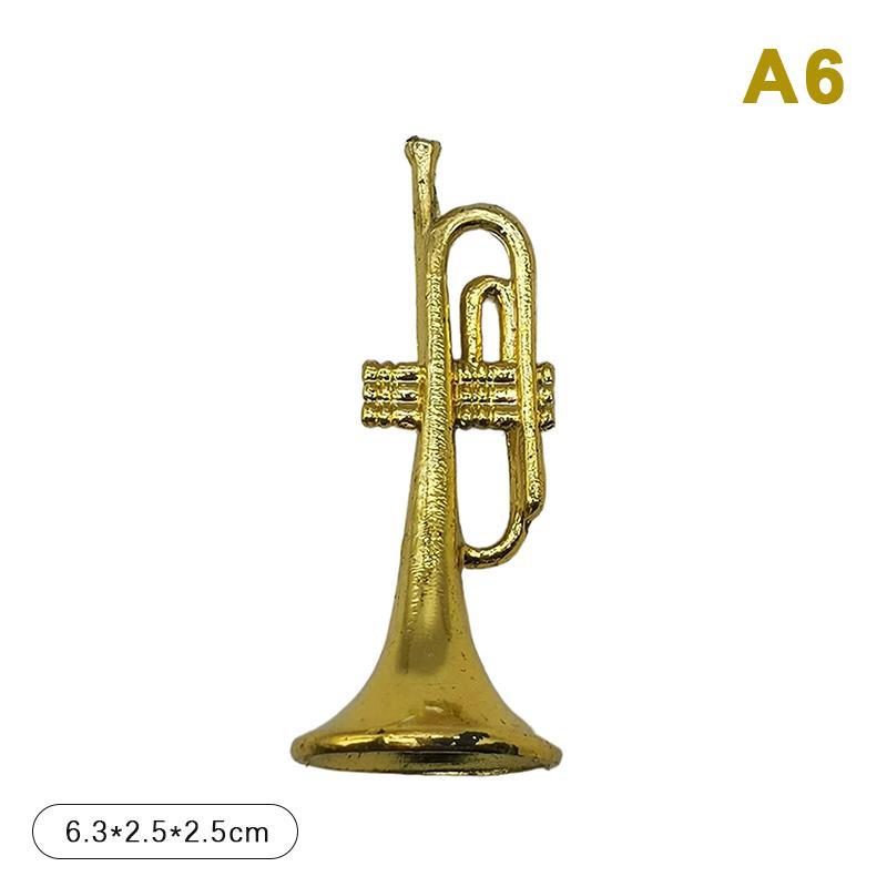 

Dollhouse Miniature Electroplated Gold Musical Instrument Diy Small Pendant Child Pretend Play Toy Accessories as the picture