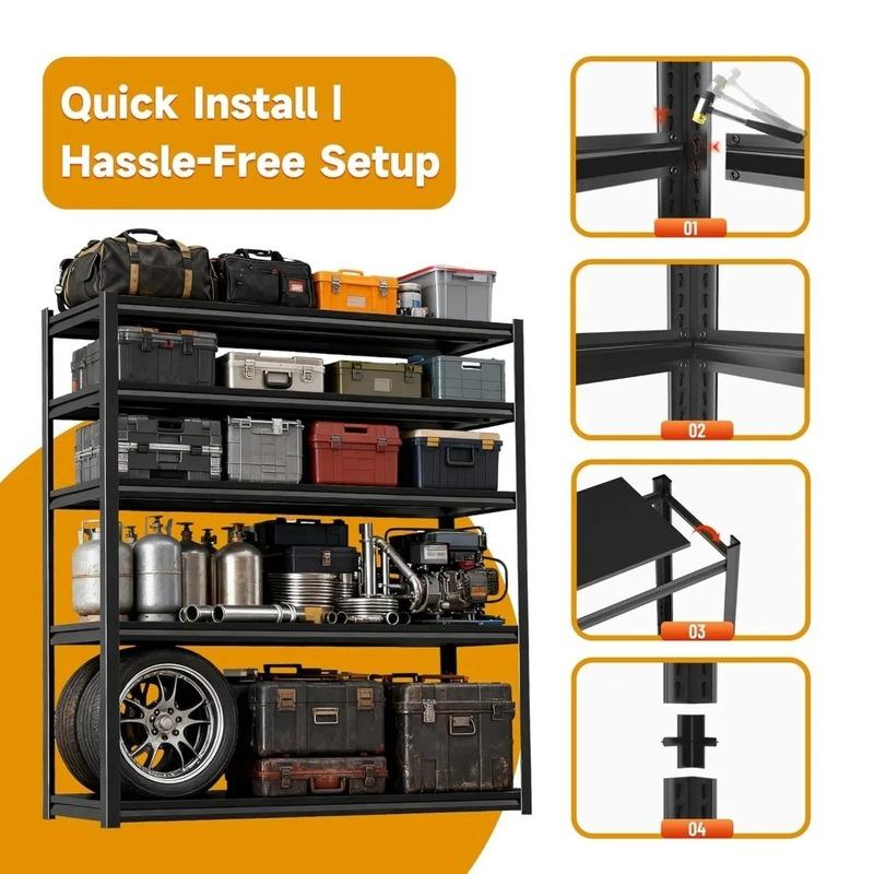 72''H × 40''W Garage Shelving, Metal Shelving Unit and Storage, 2500lb Standing Shelves,Heavy Duty Shelving with, Customized