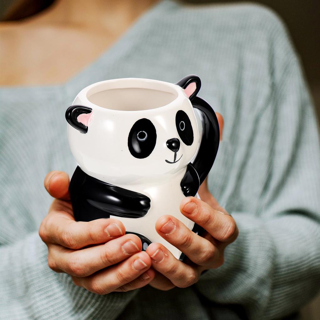 Keramisk vattenkopp Tecknad panda-design Slät kant för vardagsbruk Perfekt för presenter och heminredning Djurformad kopp