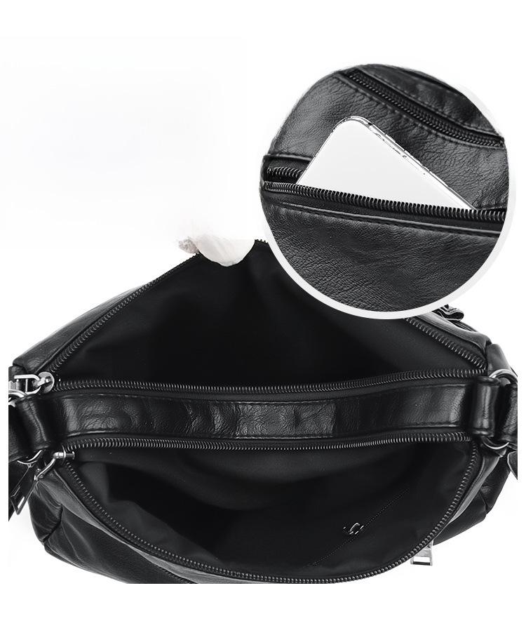 2021 Women's Soft Leather Shoulder & Messenger Bag for Middle-aged & Elderly with Large Capacity