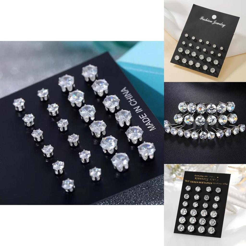 Water Crystal Jewelry Mini Stud Earrings With Microset For Womens Gift