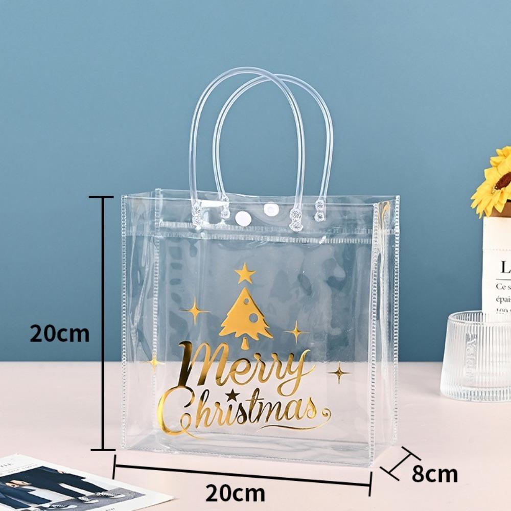 New PVC Clear Tote Bag Handle Large Capacity Transparent Shopping Bags Transparent Hand Gift Bag
