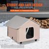 Elevated Heated Cat House Kitty Shelter with Heated Pad Brown Middle