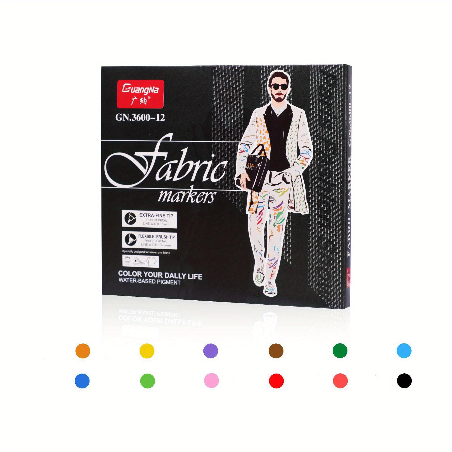 

6/12/24 шт. маркеры для ткани с двойным наконечником, перманентные художественные маркеры для футболок, одежды, кроссовок, холста, взрослых, письма, живописи 12 colors