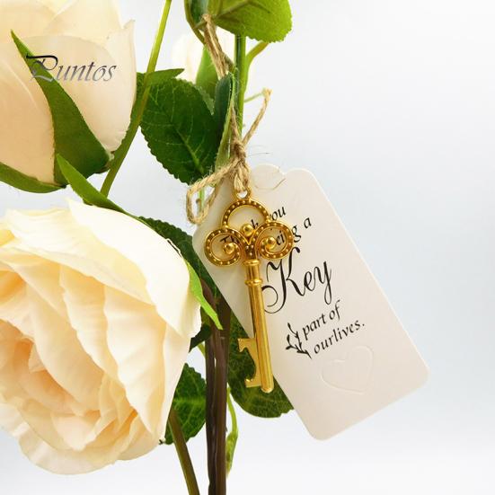 20 stk Vintage Nøkkel Flaskeåpner Anheng med Takk-lapper & Jutesnor Kreative DIY Nøkkelring Sjarm Perfekte Bryllups Baby Shower Gaver Festartikler