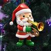 Santa Claus Christmas Ornament Cute Santa Plays Guitar/Sax/Trumpet Musical Instrument Acrylic Ornament for Christmas Tree Home Party Decor