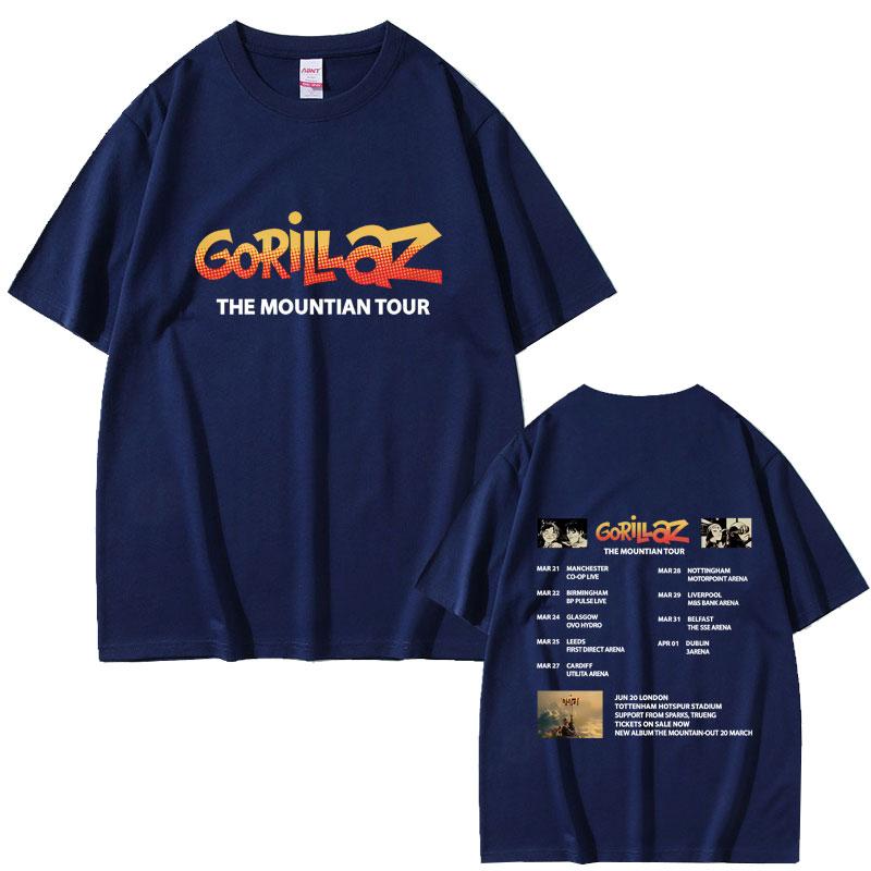 Rock Band Gorillaz The Mountain Tour Merch Tshirt Men Women Clothing Retro Casual Oversized T Shirts Fashion Tshirt