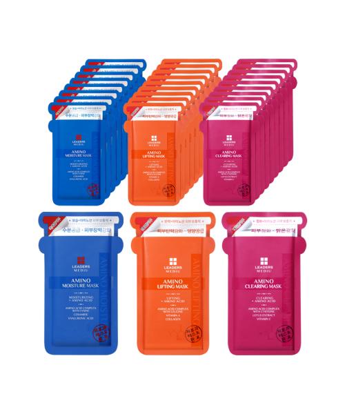Leaders Cosmetics Medi-U Amino Hydration Elasticity Glow Mask 3-Sorten-Set [30 Blatt]