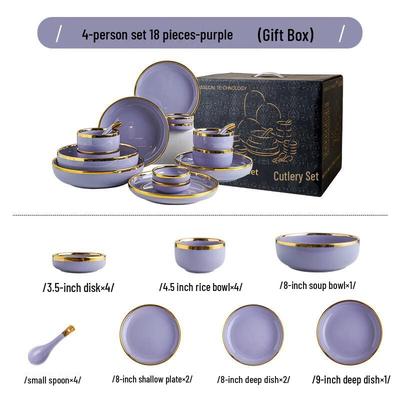 Jingbeier 18-Piece Gold Rim Ceramic Dinner Set