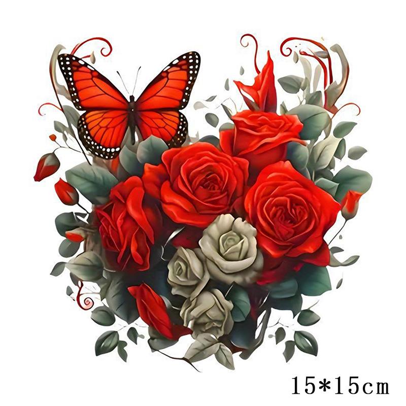

15*15cm Red Rose Romantic Toilet Sticker Bathroom Toilet Decor Living Room Cabinet Refrigerator Home Decoration Decals