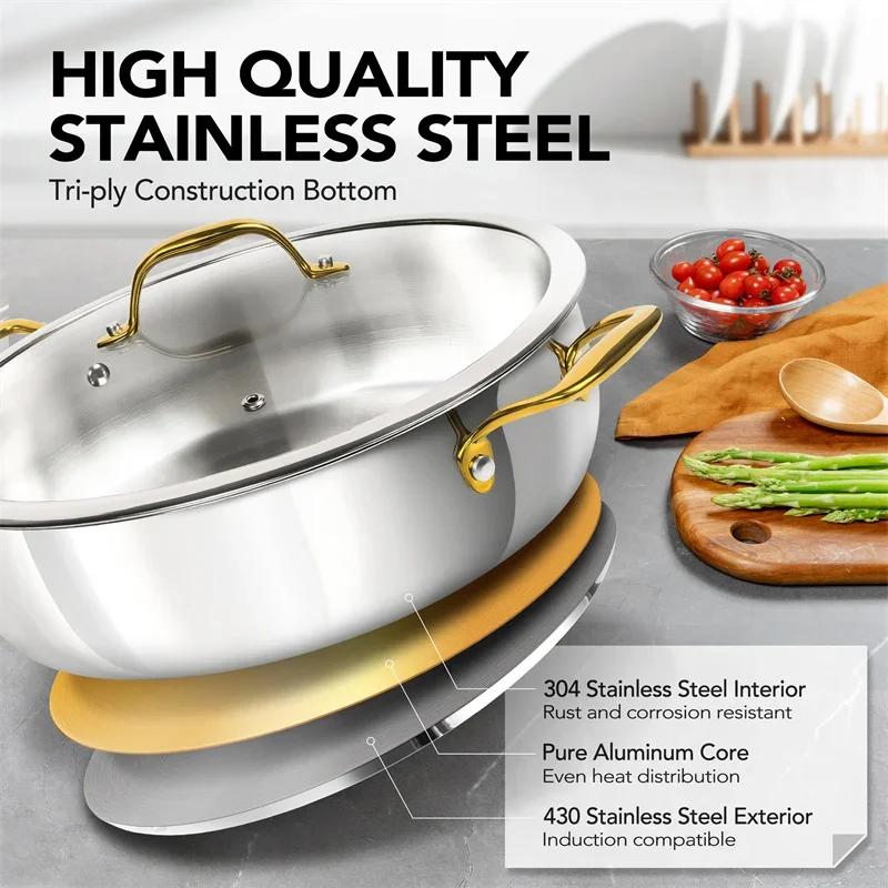 MICHELANGELO 12 Inch Stainless Steel Pan with Lid Nonstick Large Saute Pan Dishwasher Oven-Safe Cooktops Compatible Kitchenware