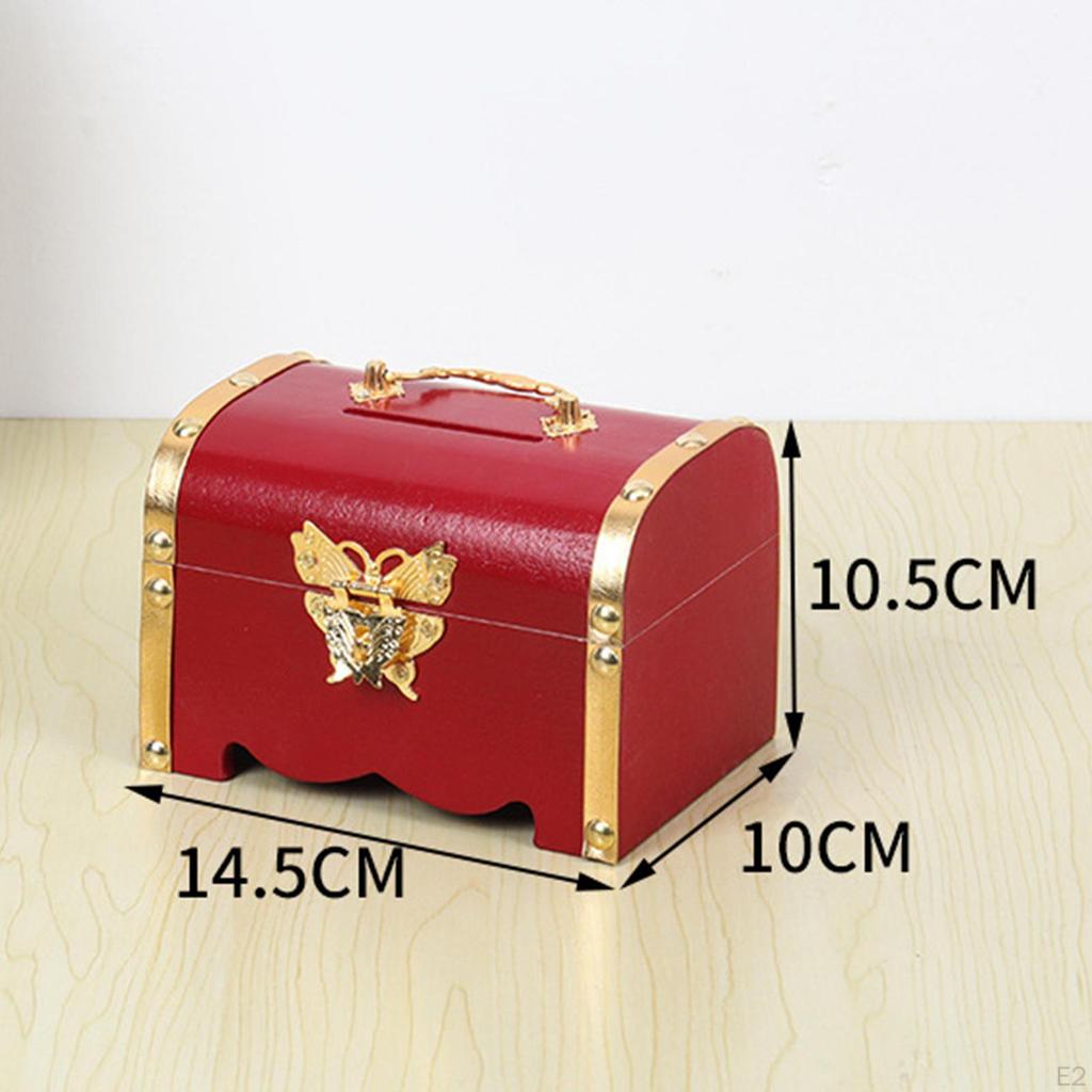 Jewelry Storage Chest, Keepsake Box, Vintage Kids Piggy Bank, Treasure Chest for Adults,
