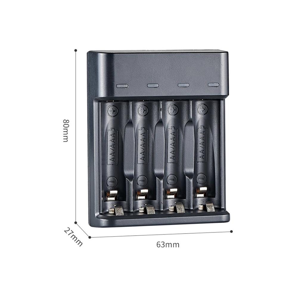 Smart 4-Slot Battery Charger for AA/AAA Ni-MH Batteries Fast Charging USB Plug and Play