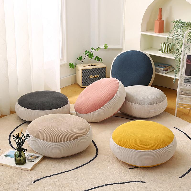 

Thick Corduroy Tatami Futon Cushion: Removable, Washable Backrest & Floor Pillow Diameter 40cm, Thickness 12cm