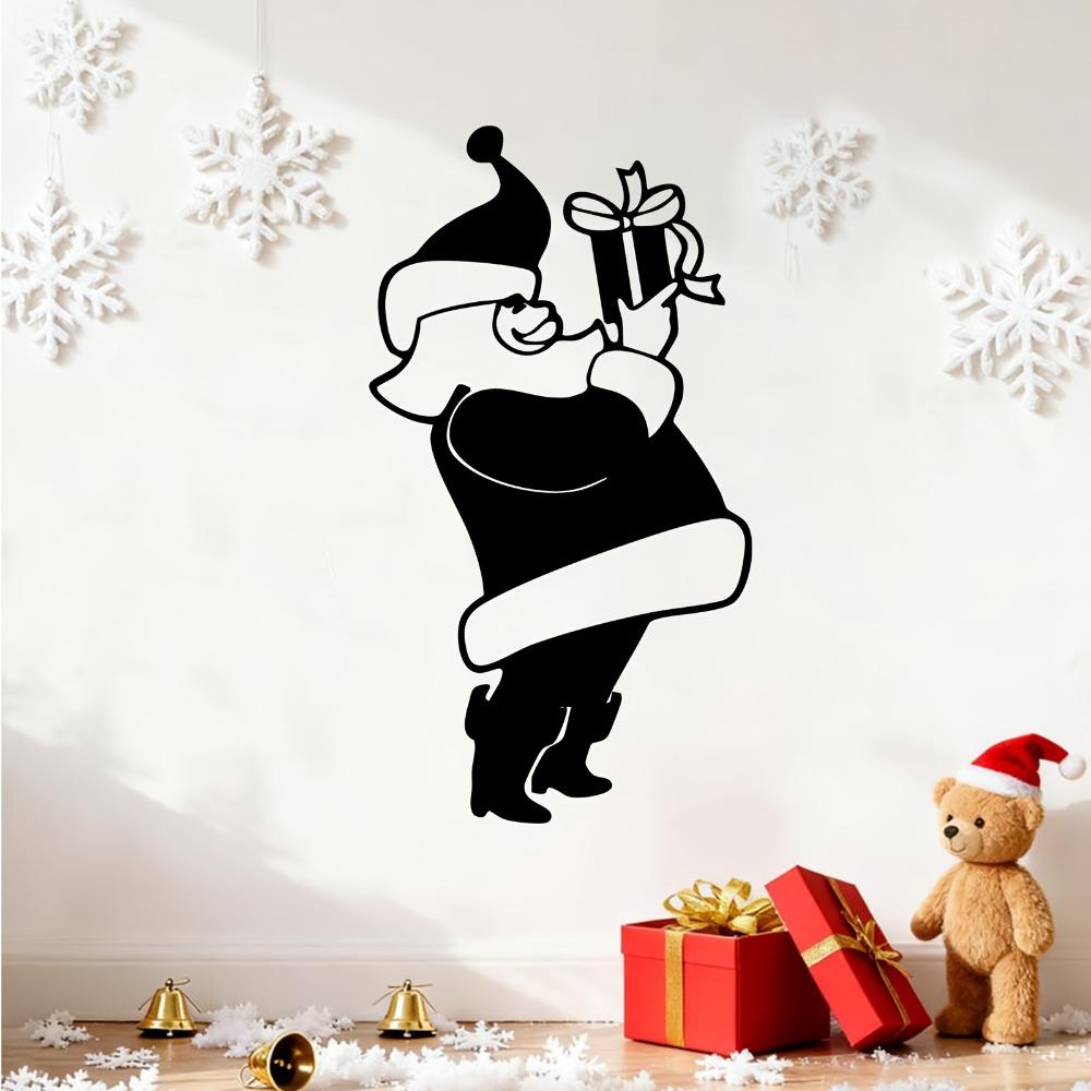 1pc Modern Santa Claus Metal Wall Art Rust Resistant Iron Statue for Christmas New Year Holiday Decor Living Room Garden Fence Charming Seasonal Gift