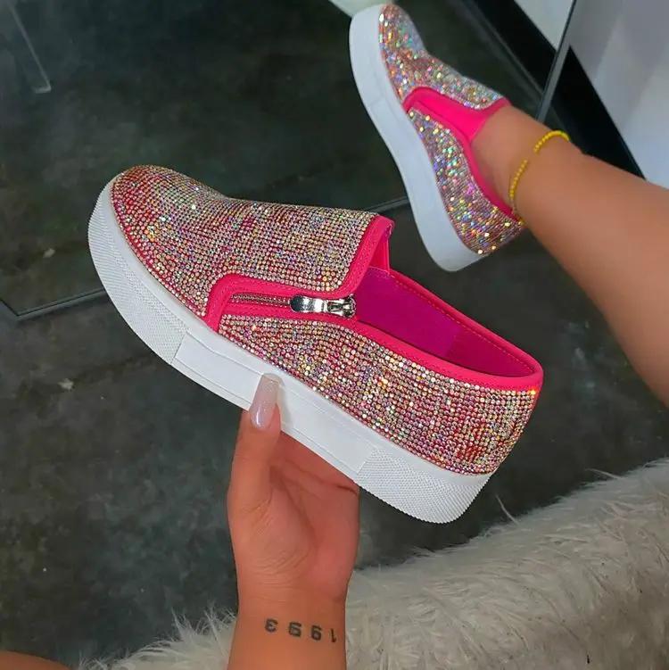 Fashion Women Bling Flats Sequins Crystal Studded Slip On Lazy Loafer Flat Round Toe Rhinestone Shoes 2025 Fashion Female Sneakers 8bv