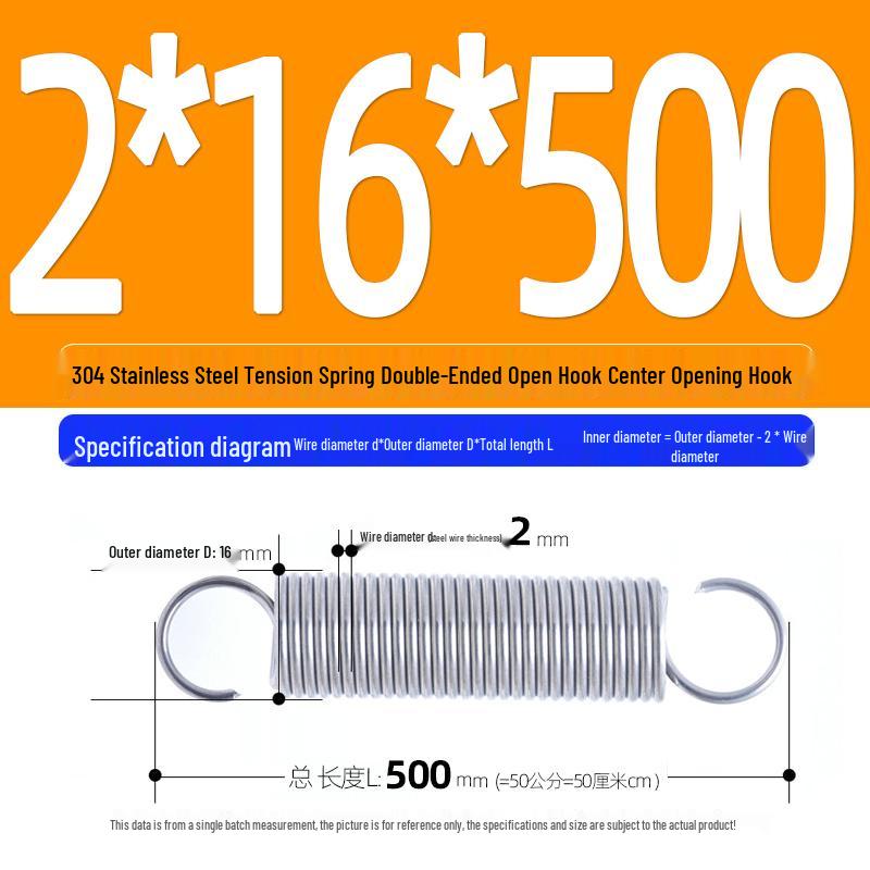 Arc de extensie din oțel inoxidabil 304 de 500 mm cu cârlige deschise și inel cu buclă dublă, personalizabil.