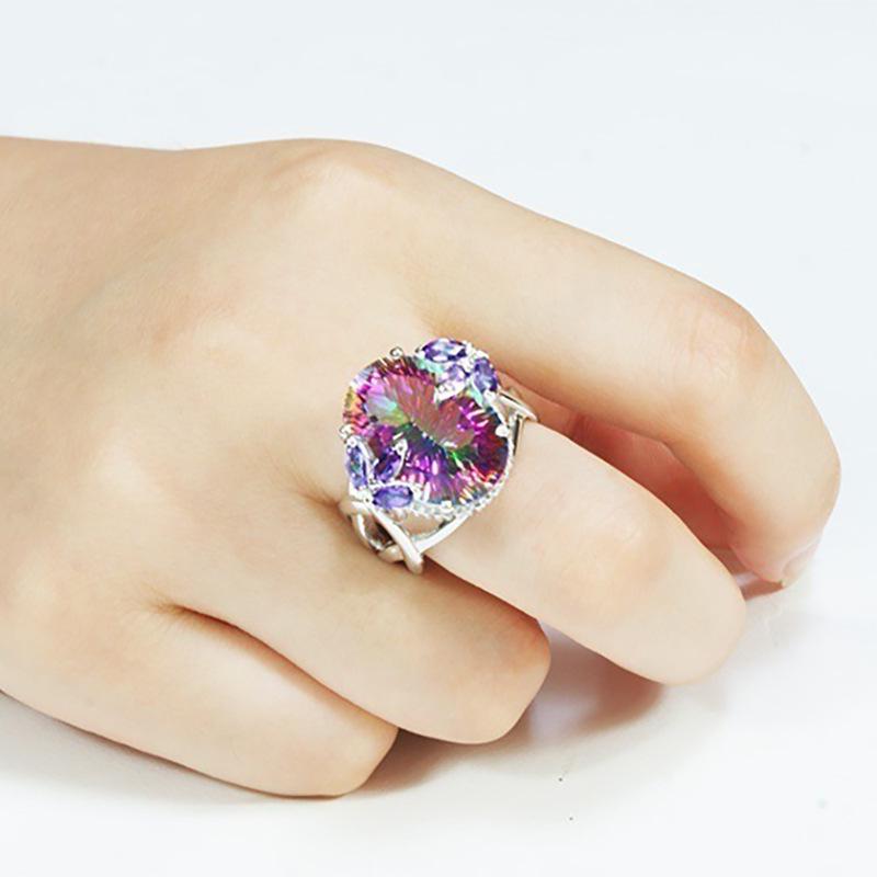 Colorful Zircon Princess Ring: Copper Inlaid Luxury Fashion for Women