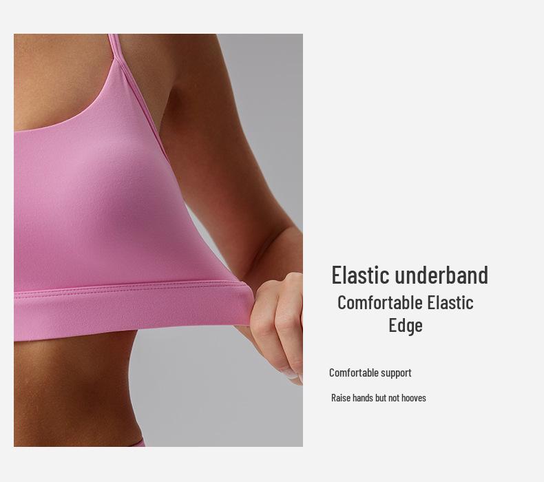 Spaghetti Strap Shockproof Sports Bra – Women's Thin, Supportive Yoga Camisole with Nude Feel