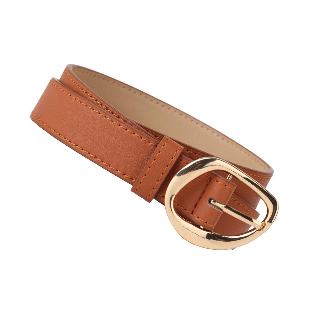 Simple Belt Waistband Waist Belt Unique Golden Buckle Solid Color PU Belt Waistband Waist Belt for Dress