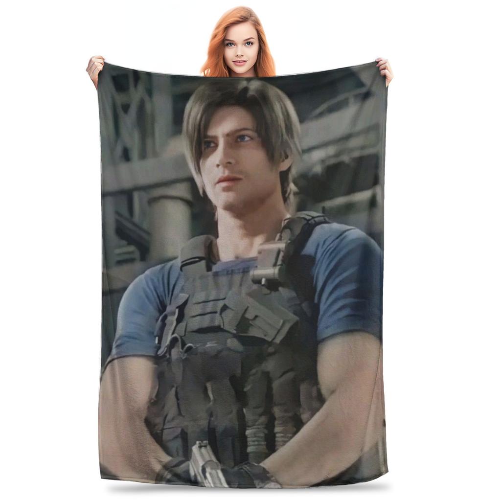 L-Leon Kennedy Game Blanket Portable Fleece Sofa Throw Blanket for Couch Bedding Travel Throws Bedspread Quilt