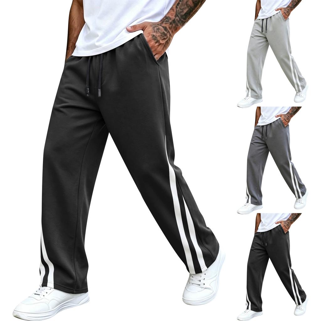 Herren lässige gerade geschnittene Hose mit Seitenstreifen für den täglichen Gebrauch