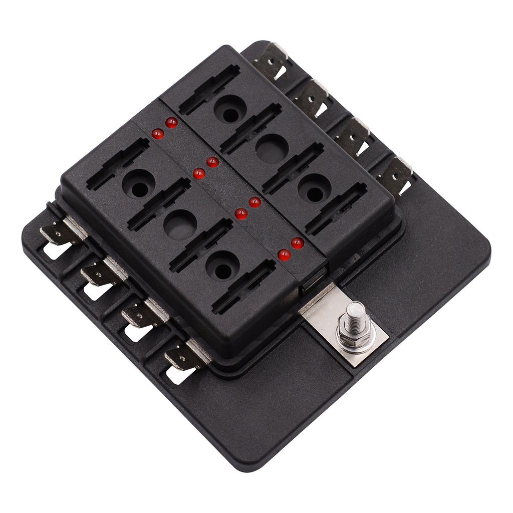 1 In 8 Out Car RV Fuse Box Base Insurance Insert PC Terminal Block Black