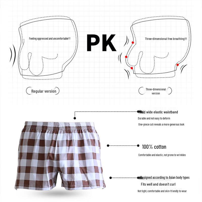 LANGSHA Men's Pure Cotton Loose Boxer Shorts