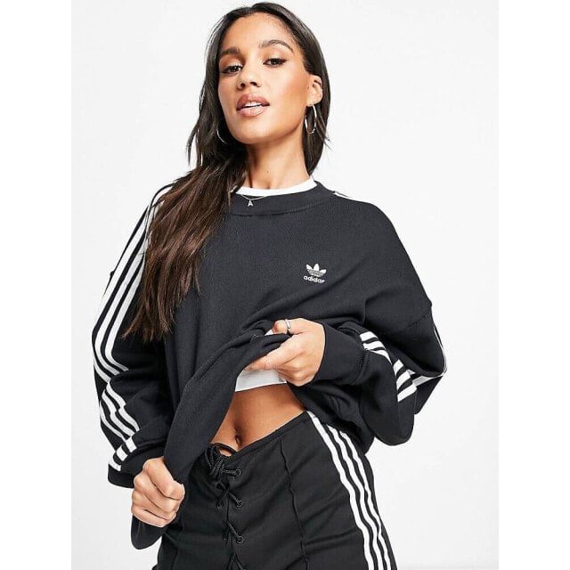 

Черный свитшот с тремя полосками adidas Originals adicolor