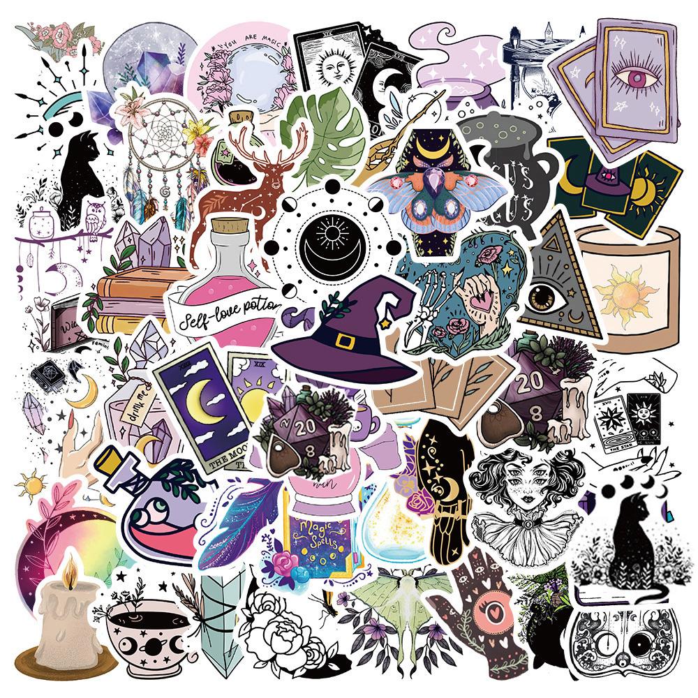 10 30 50Pcs Gothic Boho Witch Magic Apothecary Graffiti Stickers Skateboard Guitar Luggage Car Phone Cool Sticker Decal Kid Toy