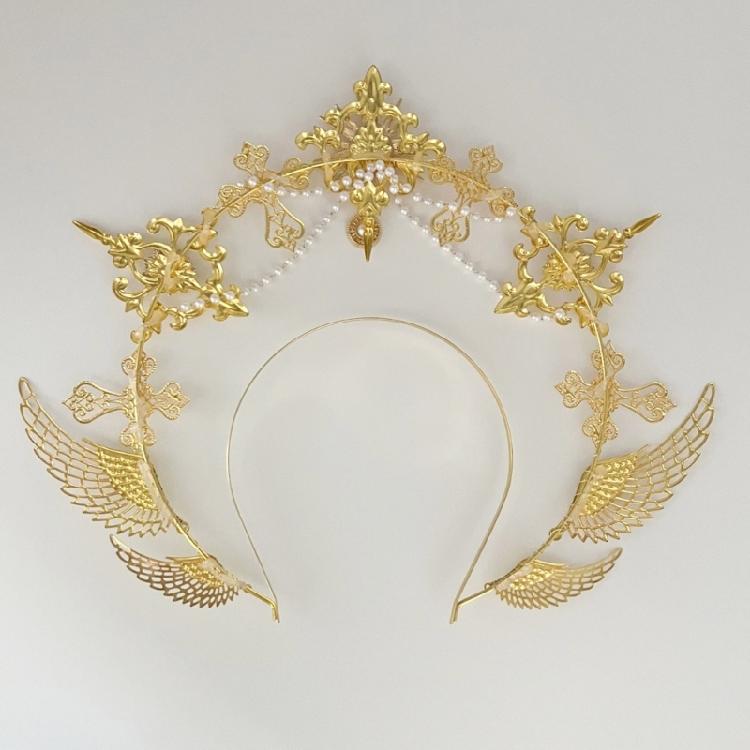 Heiligenscheine Kronen Marien Göttinnen Stirnband Göttinnen Kopfschmuck Kopfschmuck Tiaras Kronen Halloween Cosplay Hochzeitskostüm
