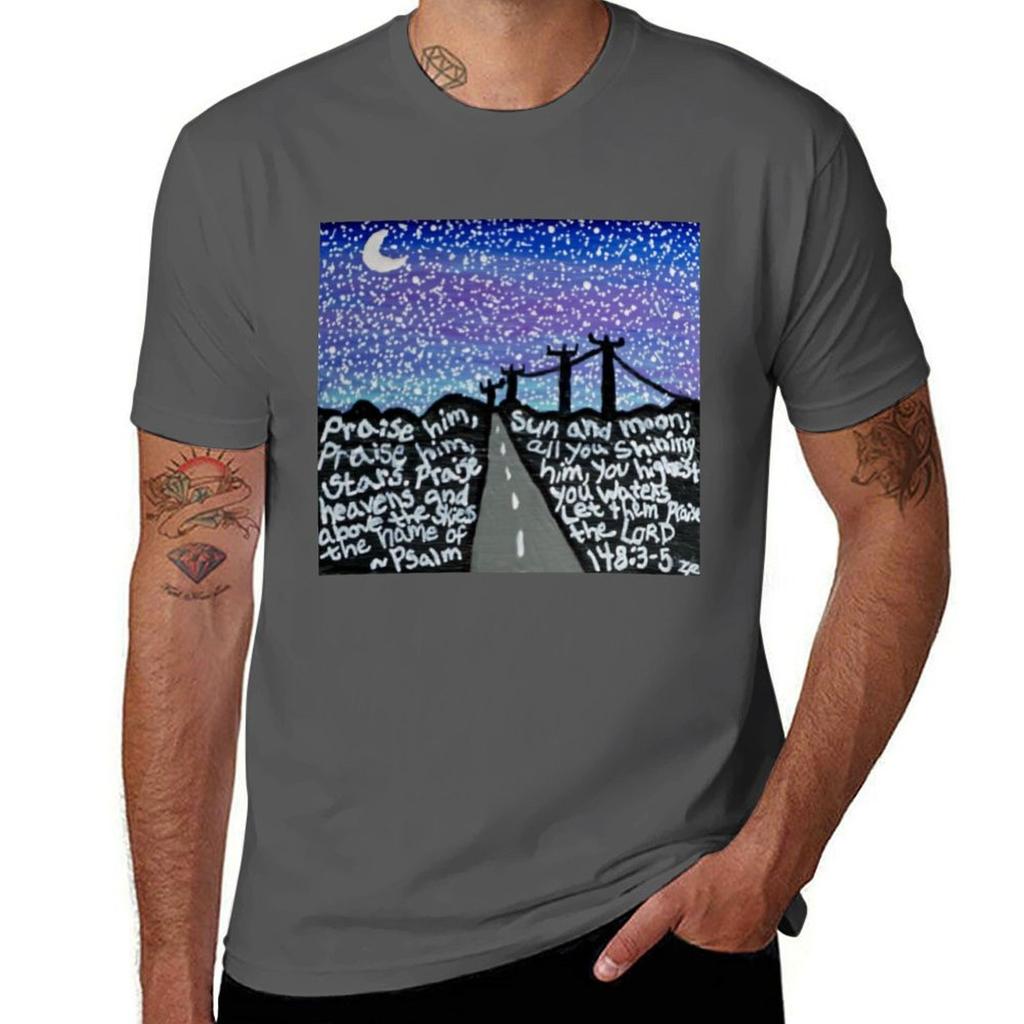 Night Sky With Bible Verse Psalm 14835 Tshirt Durable Work Wear Tshirt