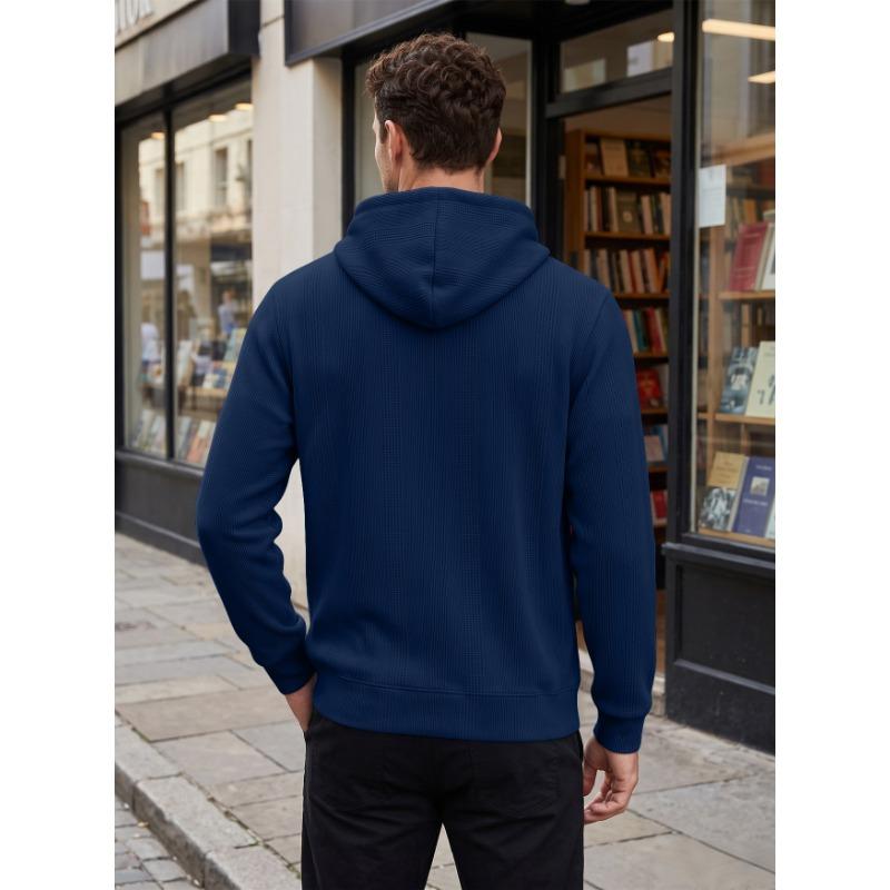 Men S Jacquard Hooded Zip Up Loose Casual Sport Sweatshirt