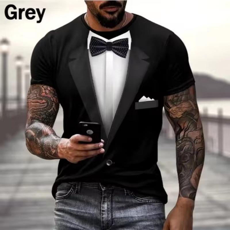 Forever Men Nep Pak 3D T-shirt Smoking Vlinderdas 3D Geprinte T-shirts Mannen Cosplay Herenkleding Kwaliteit T-shirts Zomer Streetwear Tops 6XL