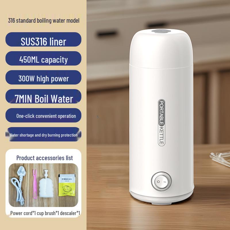 Tragbarer Edelstahl Schnellkoch-Reisewasserkocher mit Trockengehschutz