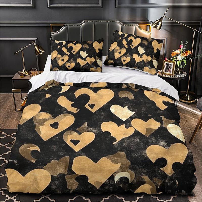 3D Digital Printing Love Series Polyester Bedding Two Or Three-Piece Set
