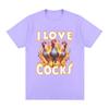 I Love Cocks Roosters Funny Meme T Shirt Chicken Lovers Short Sleeve T-shirt Unisex100% Cotton Oversized T Shirts Streetwear